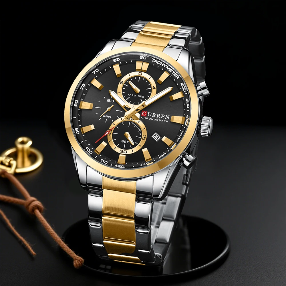 Men Accessories Bracelet - CURREN Casual Quartz Chrono Sportowe Marki