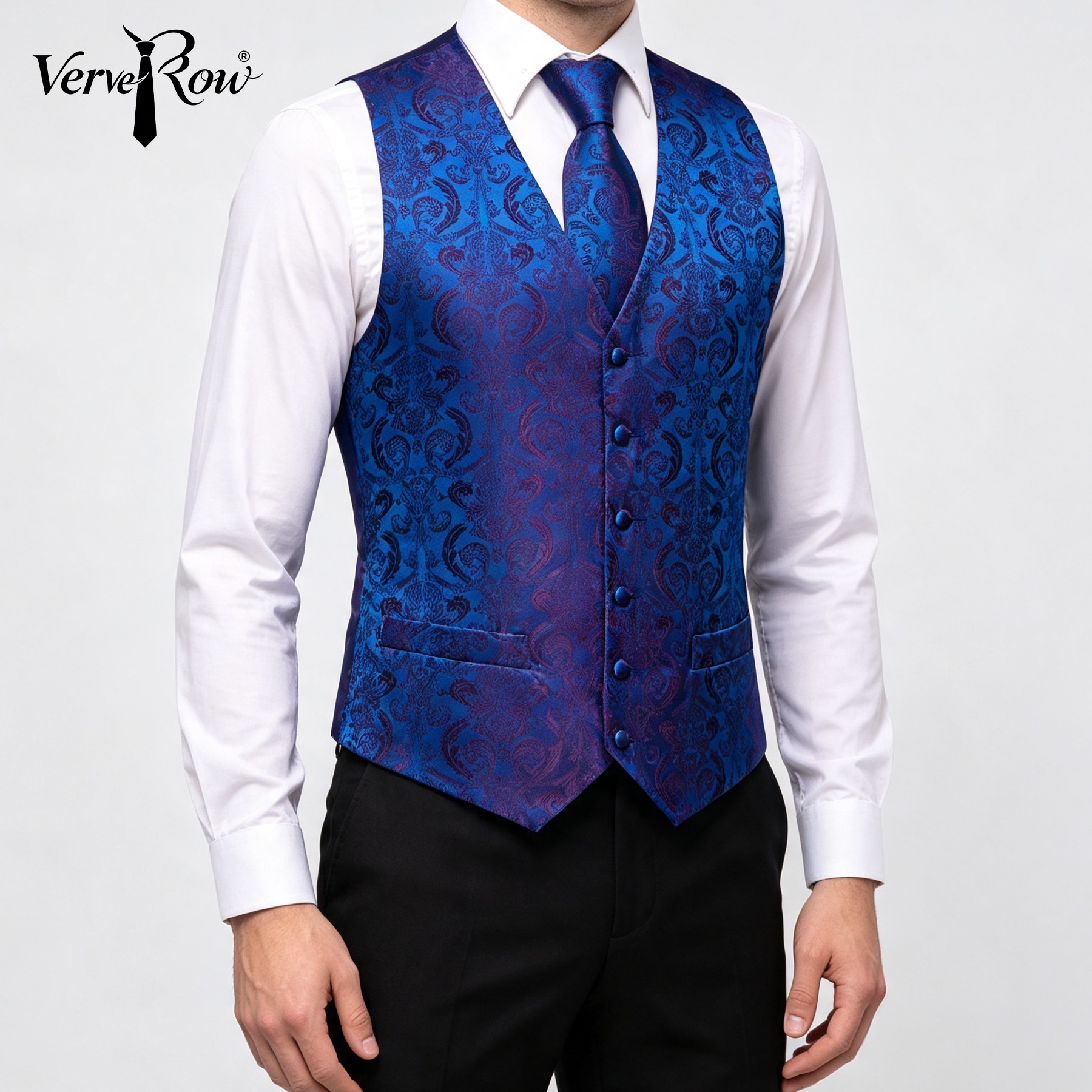 Men'S Accessories Office - Zestaw: Kamizelka, krawat, poszetka, 3 elementy,