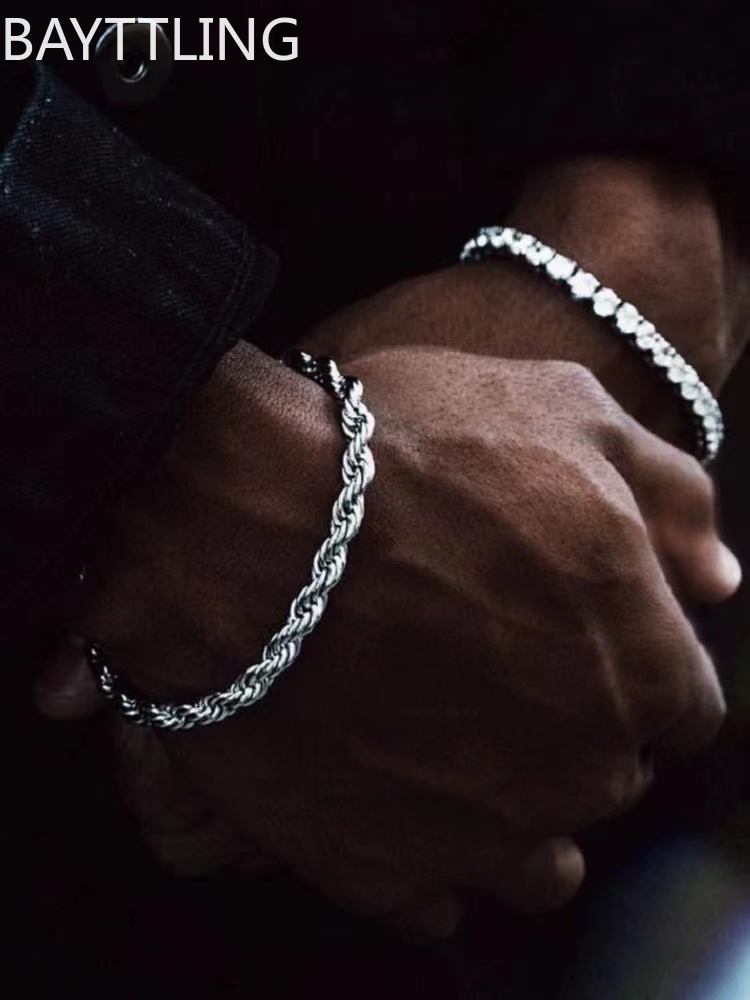 Hip-Hop Rock 925 srebro Twist  – Men Accessories Chain And Bracelet recenzja i cena